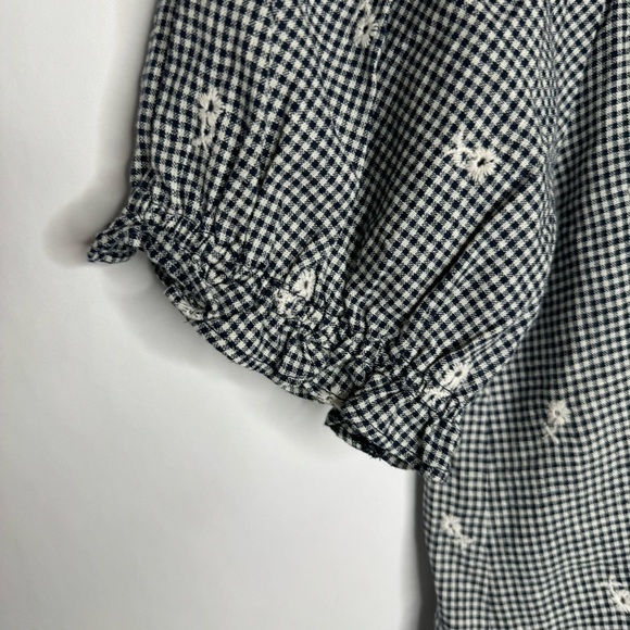 NWT Madewell Embroidered Gingham Shirred Puff Sleeve Top - Picture 4 of 7